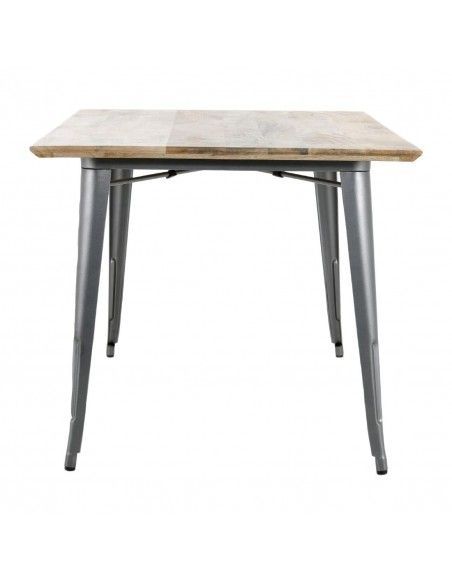 Table à manger avec plateau en bois de manguier lisse et piètement gris acier Bolero Bistro 1450 mm