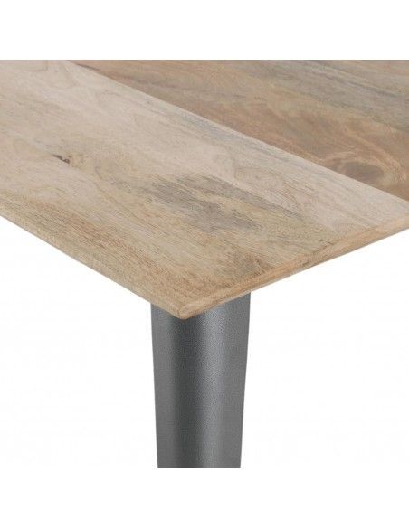 Table à manger avec plateau en bois de manguier lisse et piètement gris acier Bolero Bistro 1450 mm