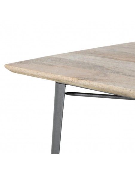 Table à manger avec plateau en bois de manguier lisse et piètement gris acier Bolero Bistro 1450 mm