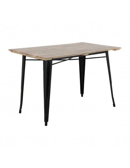 Table à manger à plateau à lattes en bois de manguier et piètement noir Bolero Bistro 1200 mm