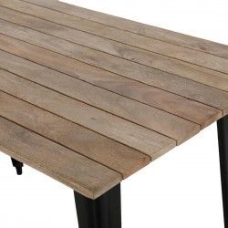 Table à manger à plateau à lattes en bois de manguier et piètement noir Bolero Bistro 1200 mm 2