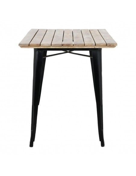 Table à manger à plateau à lattes en bois de manguier et piètement noir Bolero Bistro 1200 mm