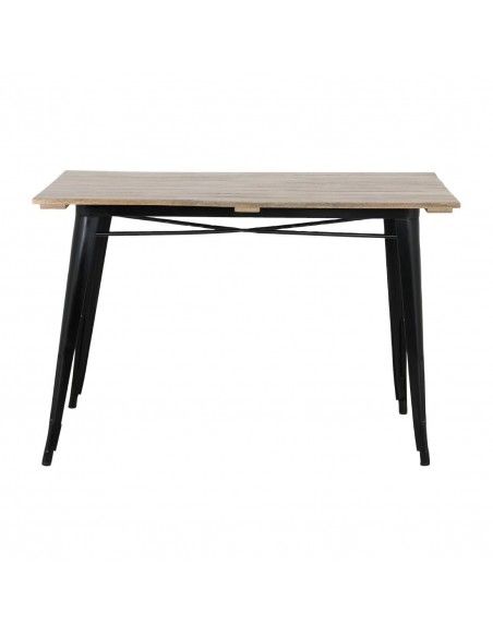 Table à manger à plateau à lattes en bois de manguier et piètement noir Bolero Bistro 1200 mm