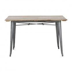Table à manger à plateau à lattes en bois de manguier et piètement gris acier Bolero Bistro 1200 mm 2