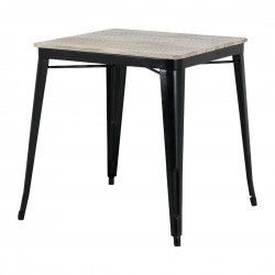 Table à manger à plateau à lattes en bois de manguier et piètement noir Bolero Bistro 650 mm