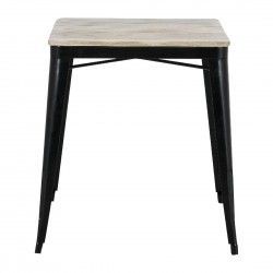 Table à manger à plateau à lattes en bois de manguier et piètement noir Bolero Bistro 650 mm 2
