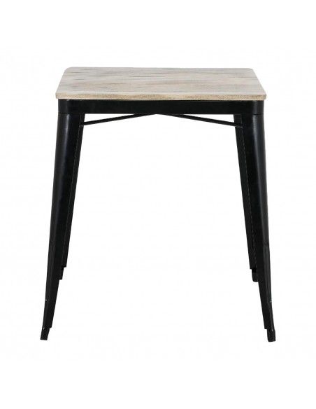 Table à manger à plateau à lattes en bois de manguier et piètement noir Bolero Bistro 650 mm