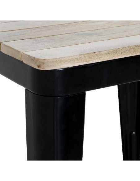 Table à manger à plateau à lattes en bois de manguier et piètement noir Bolero Bistro 650 mm