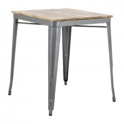 Table à manger à plateau à lattes en bois de manguier et piètement gris acier Bolero Bistro 650 mm