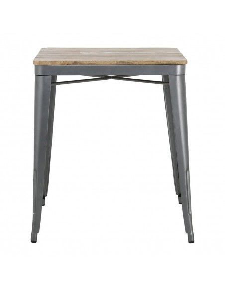 Table à manger à plateau à lattes en bois de manguier et piètement gris acier Bolero Bistro 650 mm