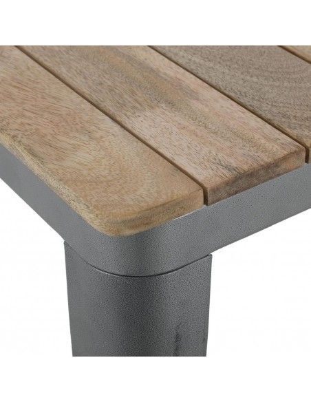 Table à manger à plateau à lattes en bois de manguier et piètement gris acier Bolero Bistro 650 mm