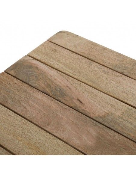 Table à manger à plateau à lattes en bois de manguier et piètement gris acier Bolero Bistro 650 mm