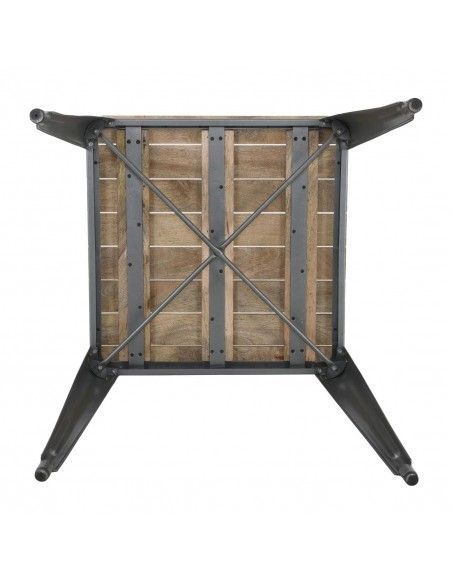 Table à manger à plateau à lattes en bois de manguier et piètement gris acier Bolero Bistro 650 mm