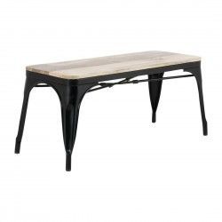 Banc d'intérieur avec assise en bois de manguier et cadre noir Bolero Bistro 1000 mm (lot de 2)