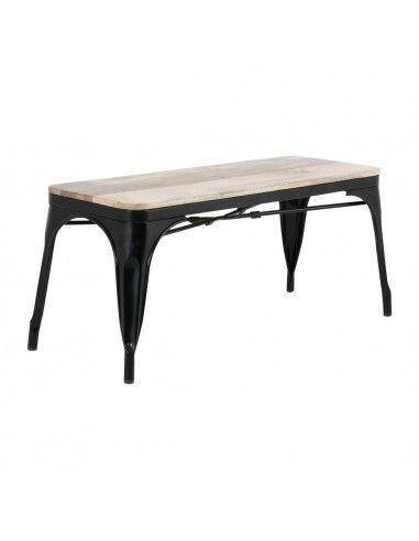 Banc d'intérieur avec assise en bois de manguier et cadre noir Bolero Bistro 1000 mm (lot de 2)