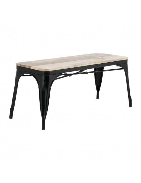 Banc d'intérieur avec assise en bois de manguier et cadre noir Bolero Bistro 1000 mm (lot de 2)