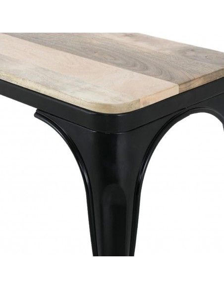 Banc d'intérieur avec assise en bois de manguier et cadre noir Bolero Bistro 1000 mm (lot de 2)