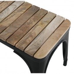 Banc d'intérieur à lattes en bois de manguier et cadre noir Bolero Bistro 850 mm (lot de 2) 2