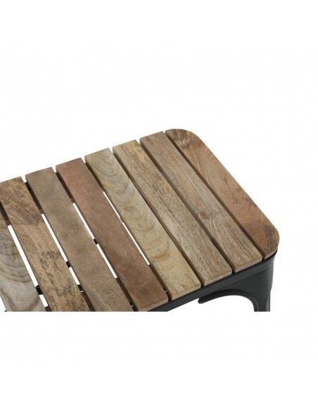 Banc d'intérieur à lattes en bois de manguier et cadre noir Bolero Bistro 850 mm (lot de 2)