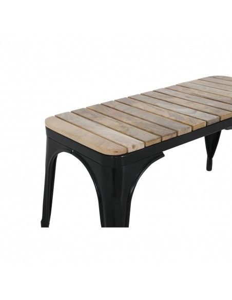 Banc d'intérieur à lattes en bois de manguier et cadre noir Bolero Bistro 850 mm (lot de 2)