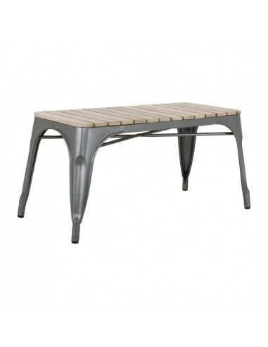 Banc d'intérieur à lattes en bois de manguier et cadre gris acier Bolero Bistro 850 mm (lot de 2)