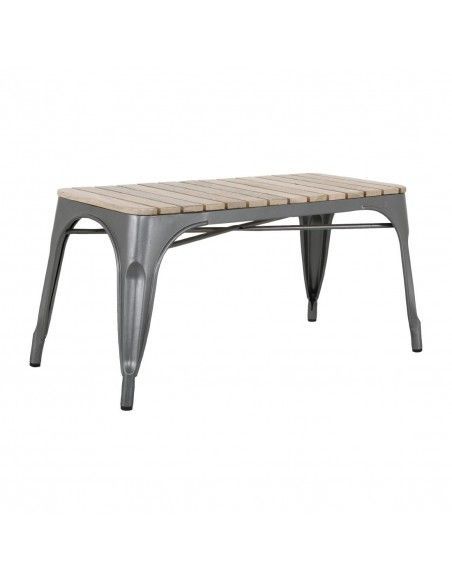 Banc d'intérieur à lattes en bois de manguier et cadre gris acier Bolero Bistro 850 mm (lot de 2)