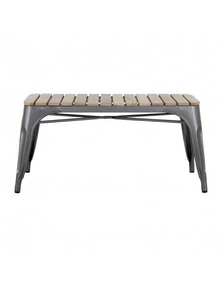 Banc d'intérieur à lattes en bois de manguier et cadre gris acier Bolero Bistro 850 mm (lot de 2)