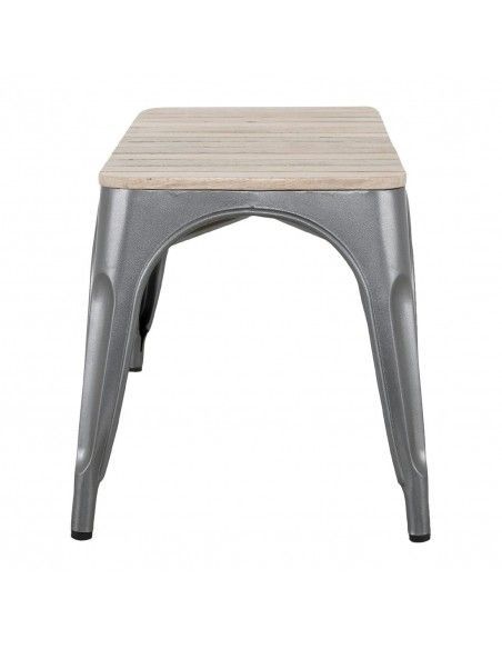 Banc d'intérieur à lattes en bois de manguier et cadre gris acier Bolero Bistro 850 mm (lot de 2)