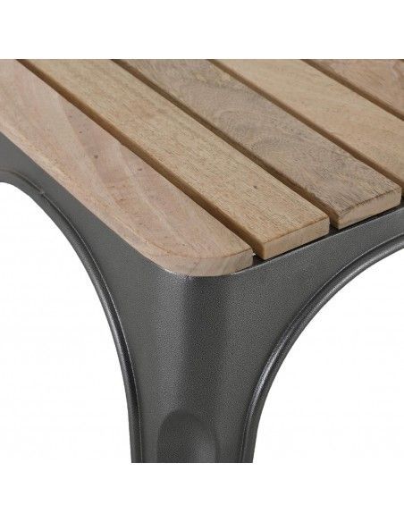Banc d'intérieur à lattes en bois de manguier et cadre gris acier Bolero Bistro 850 mm (lot de 2)