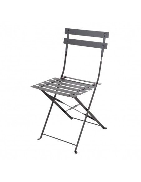 Ensemble table et 2 chaises pliantes d'extérieur en acier noir Bolero