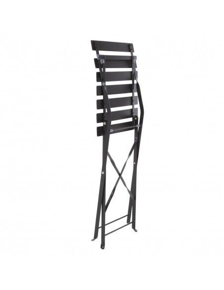 Ensemble table et 2 chaises pliantes d'extérieur en acier noir Bolero