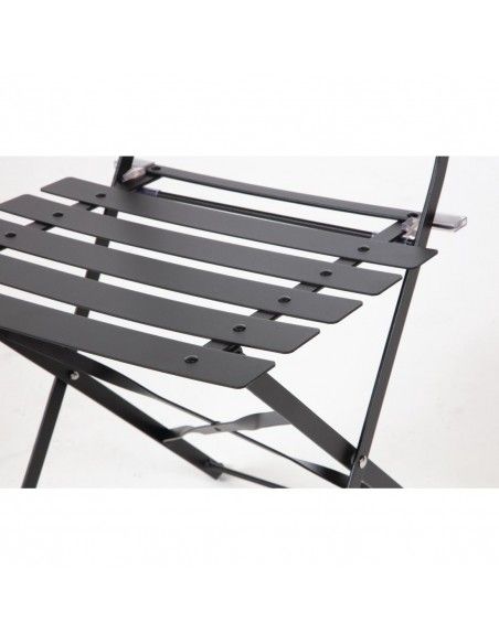Ensemble table et 2 chaises pliantes d'extérieur en acier noir Bolero