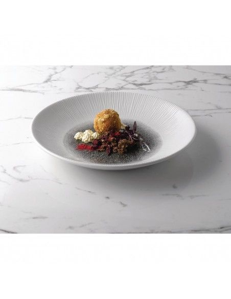 Assiettes creuses Churchill Bamboo centre imprimé quartz noir 281mm (lot de 12)