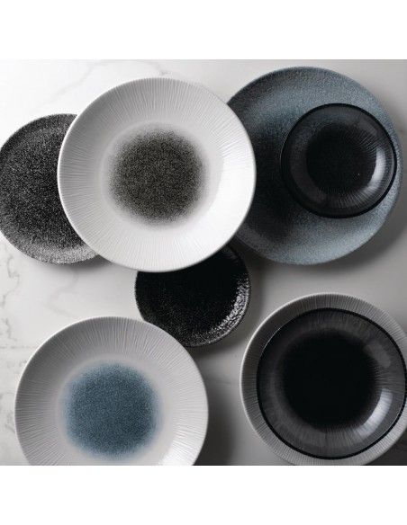 Assiettes creuses Churchill Bamboo centre imprimé quartz noir 281mm (lot de 12)