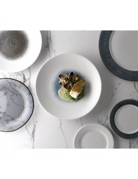 Assiettes creuses Churchill Bamboo centre imprimé quartz noir 281mm (lot de 12)