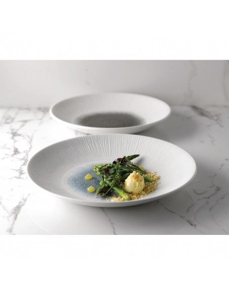 Assiettes creuses Churchill Bamboo centre imprimé quartz noir 281mm (lot de 12)