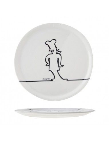Assiette à pizza blanche avec silhouette noire Cosy & Trendy 31cm