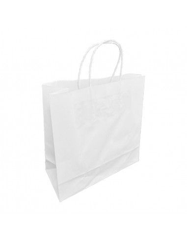 Petits sacs en papier avec poignée torsadée Fiesta Recyclable blancs (lot de 250)
