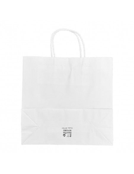 Petits sacs en papier avec poignée torsadée Fiesta Recyclable blancs (lot de 250)