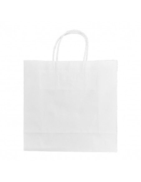Petits sacs en papier avec poignée torsadée Fiesta Recyclable blancs (lot de 250)