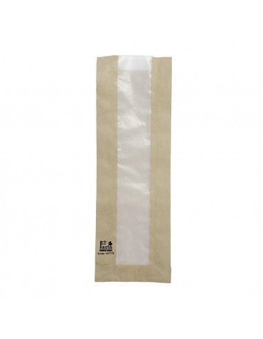 Sachets baguette avec fenêtre en papier cristal Fiesta Compostable 300x100x60mm (lot de 1000)