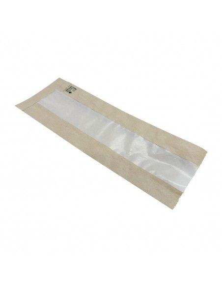Sachets baguette avec fenêtre en papier cristal Fiesta Compostable 300x100x60mm (lot de 1000)