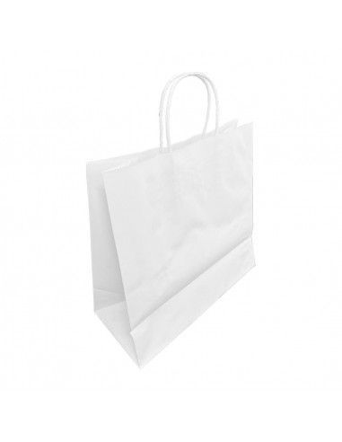 Sacs moyens en papier avec poignée torsadée Fiesta Recyclable blancs (lot de 250)