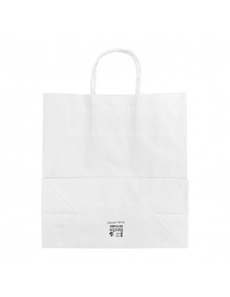 Sacs moyens en papier avec poignée torsadée Fiesta Recyclable blancs (lot de 250)