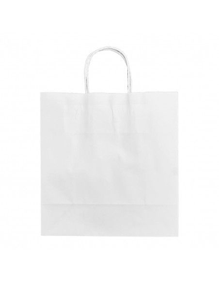 Sacs moyens en papier avec poignée torsadée Fiesta Recyclable blancs (lot de 250)