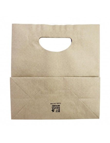 Sacs moyens en papier avec poignée découpée en D Fiesta Recyclable marron (lot de 250)