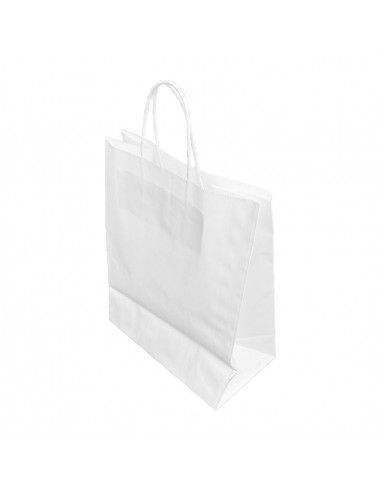 Grands sacs en papier avec poignée torsadée Fiesta Recyclable blancs (lot de 250)