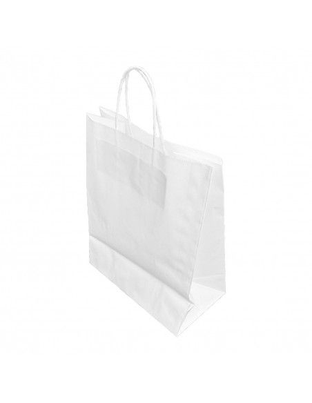 Grands sacs en papier avec poignée torsadée Fiesta Recyclable blancs (lot de 250)