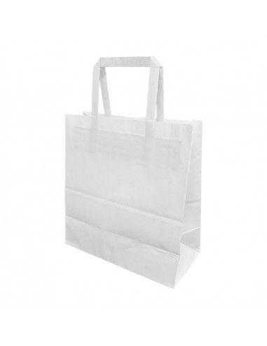 Sacs en papier blanc moyens avec poignées plates Fiesta Recyclable (lot de 250)