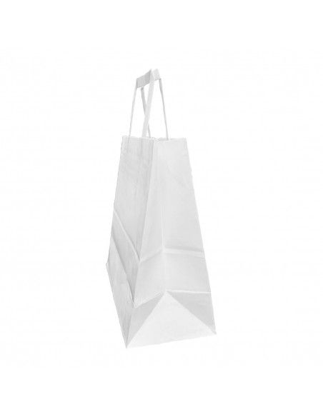 Sacs en papier blanc moyens avec poignées plates Fiesta Recyclable (lot de 250)